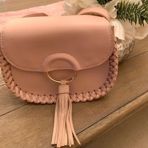 Crossbody Stud Tassel Blush Bag